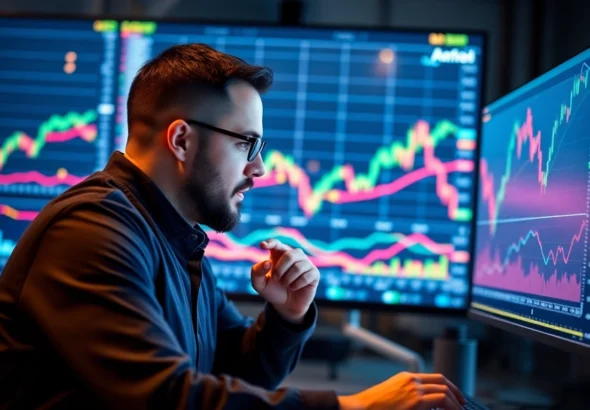 Trading view platform displaying detailed market charts with trading analysis tools and dynamic