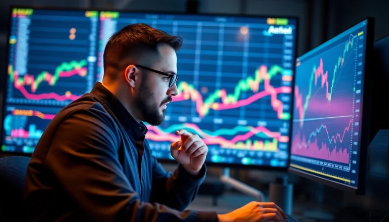 Trading view platform displaying detailed market charts with trading analysis tools and dynamic