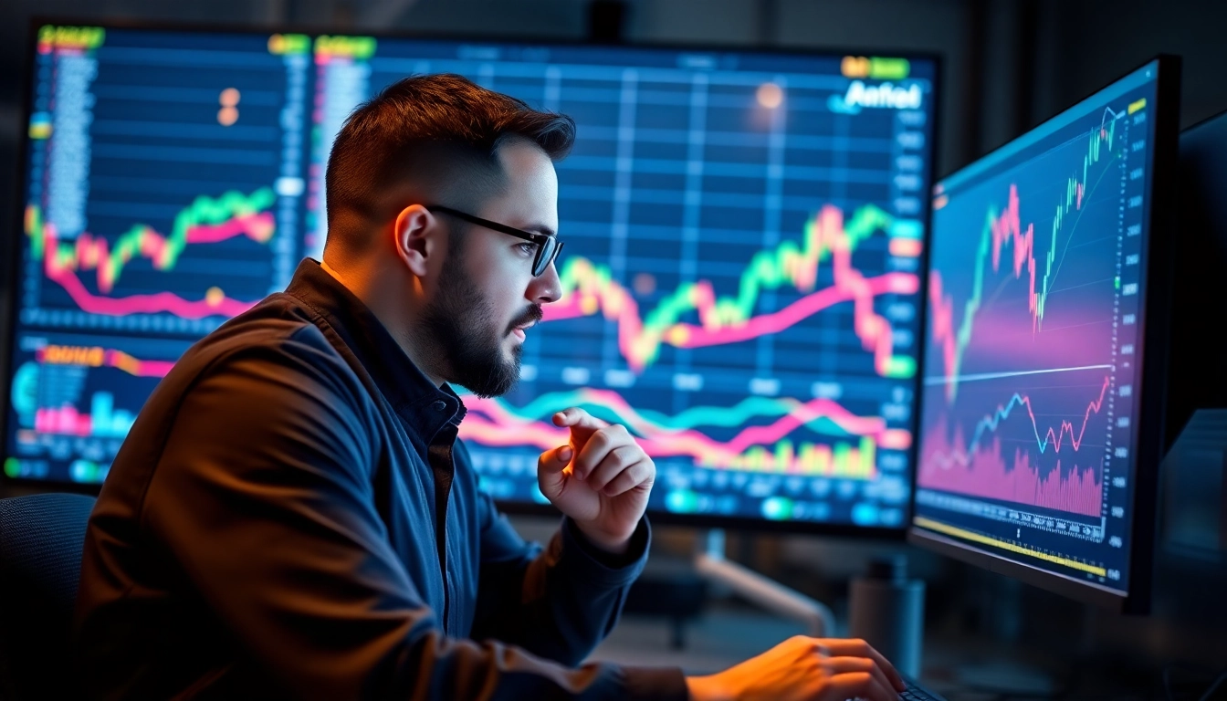 Trading view platform displaying detailed market charts with trading analysis tools and dynamic