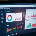 Visual of AI text converter tools interface on a computer screen with analytics and natural
