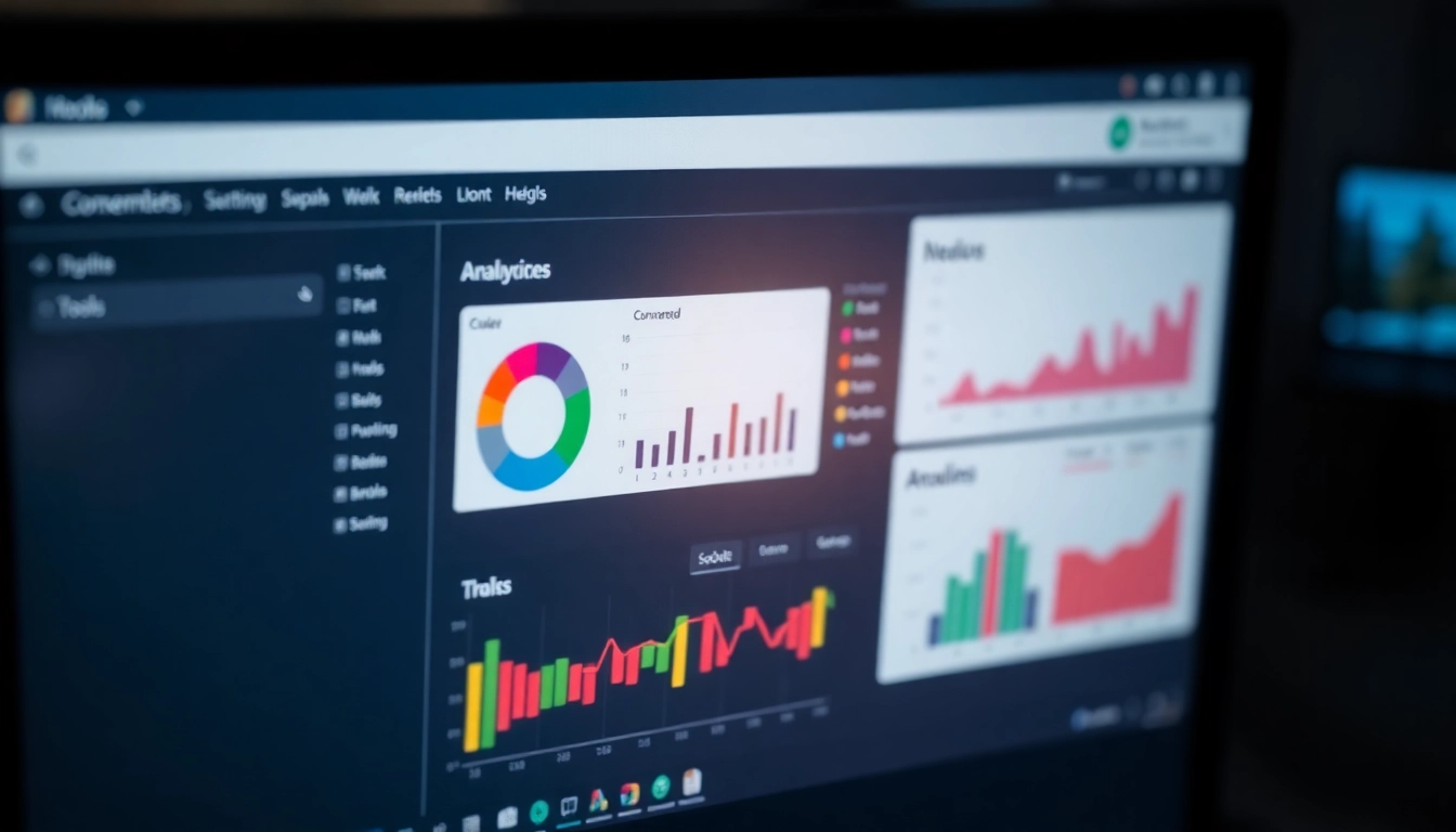 Visual of AI text converter tools interface on a computer screen with analytics and natural